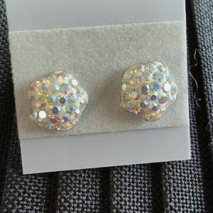 2 Pair Pave Crystal Earring/925 Silver